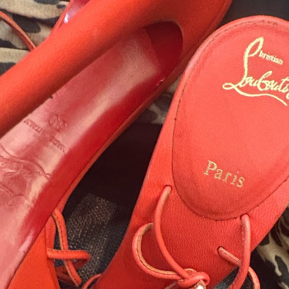Christian Louboutin Red Strappy Platform Heels - Picture 2 of 4